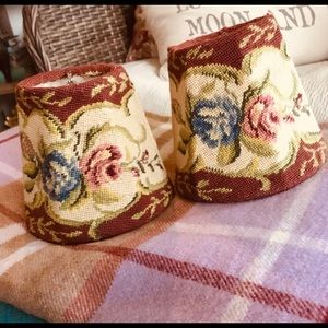 Vintage | Needlepoint Floral  Lamp Shades